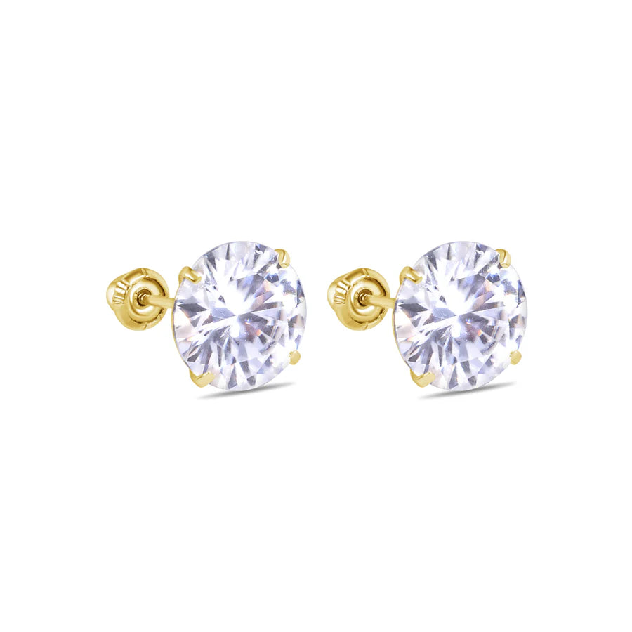 14 Karat Yellow Gold Round Moissanite Stud Screw Back Earring (5mm)