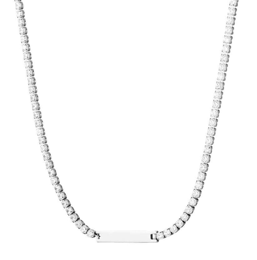 Diamond Engraved Bar Necklace