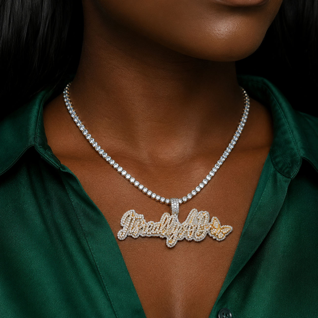 Custom Made By ANGEGEMS Two-Tone Name Pendant