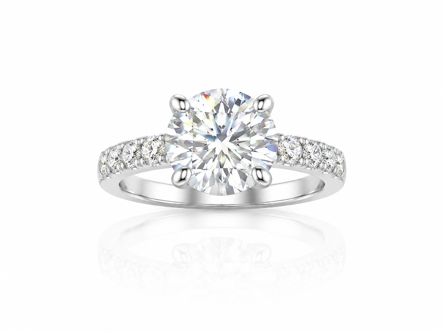 ANGEGEMS 4.3ct Moissanite Sterling Silver Ring