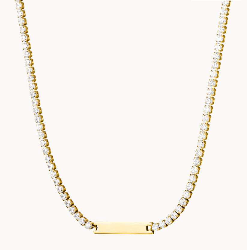 Diamond Engraved Bar Necklace
