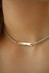 Diamond Engraved Bar Necklace