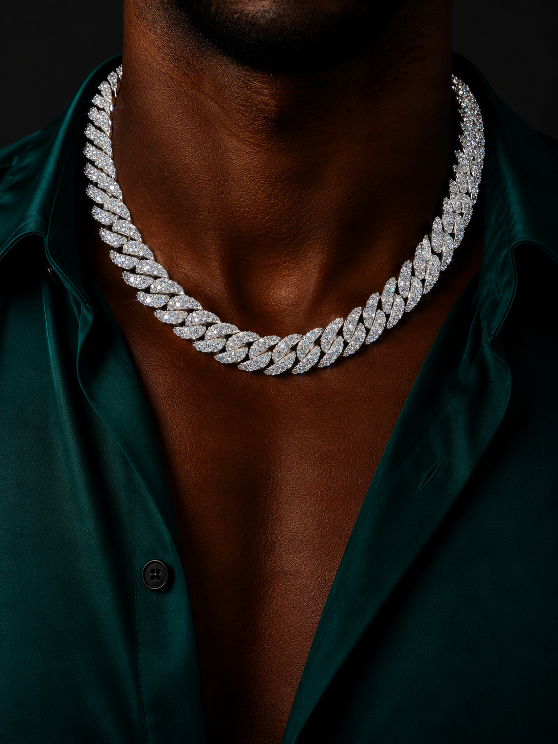 16mm Mosaic Moissanite Cuban Link Chain