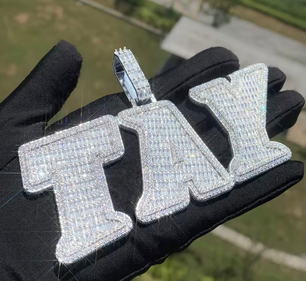 Baguette Large Letter Name Pendant