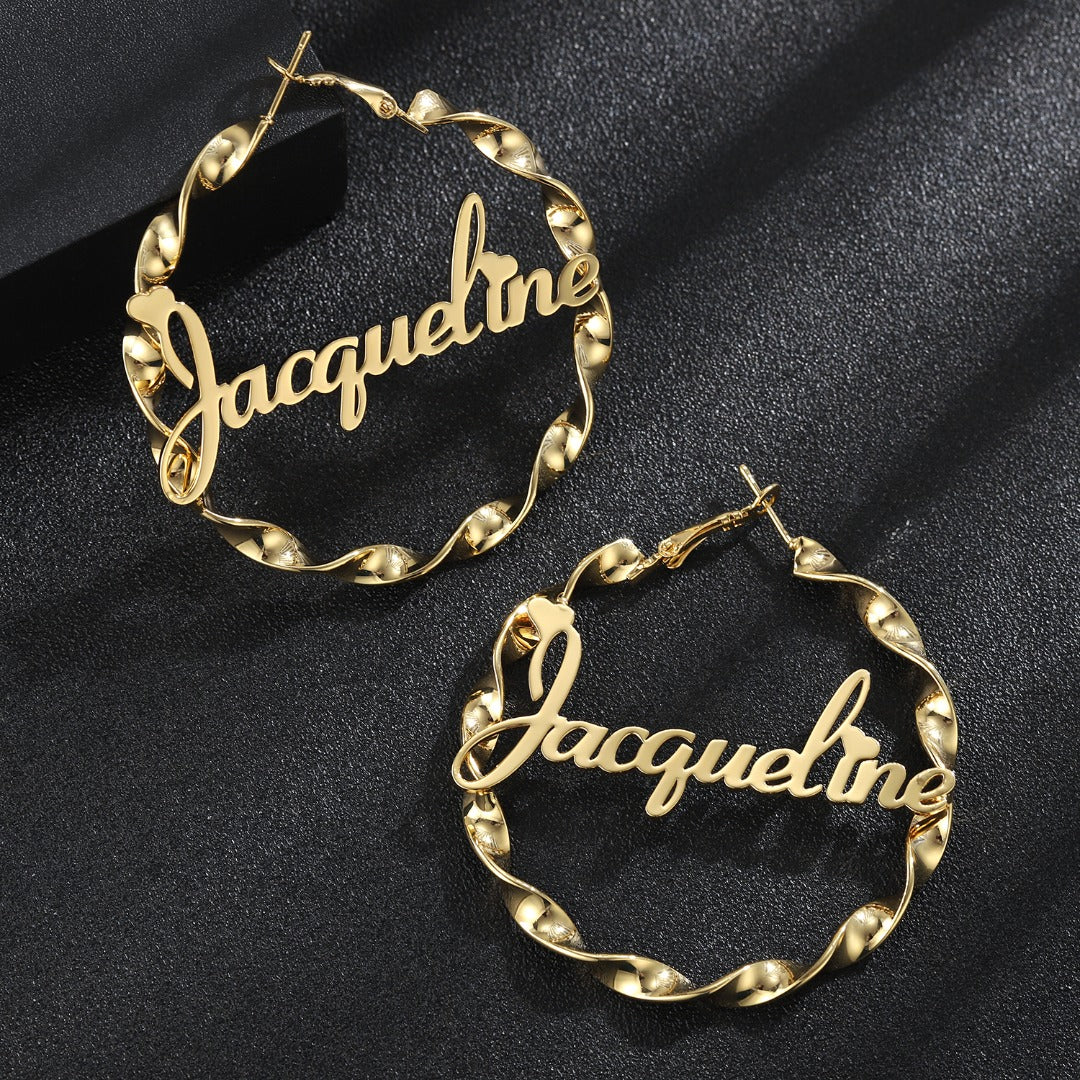 Personalized Twisted Hoop Earrings