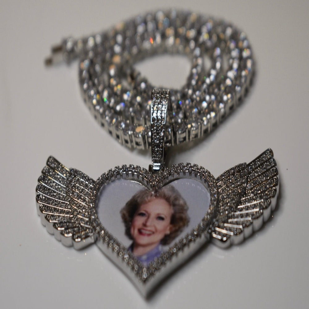 18k Plated Heart wing pendant