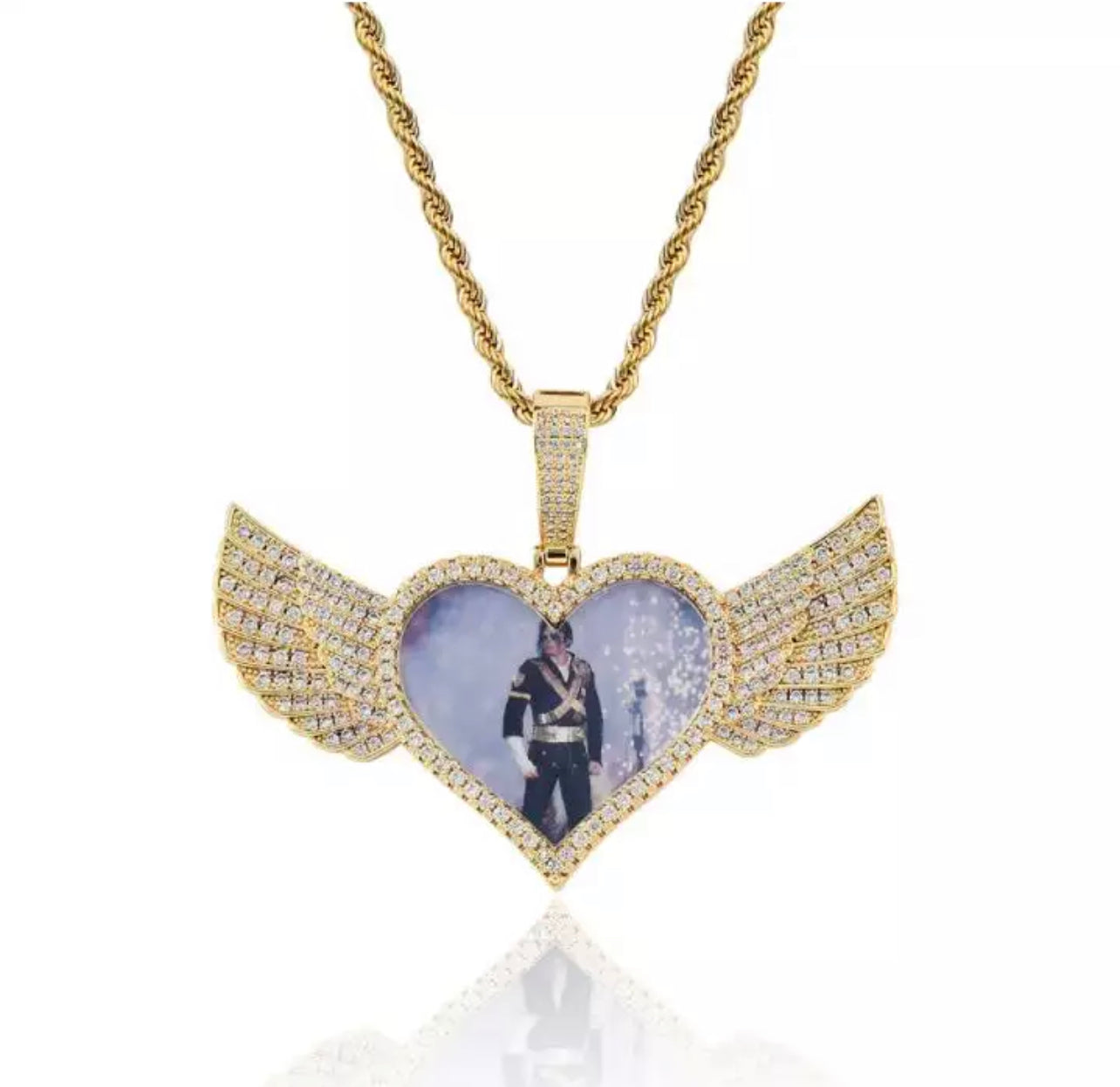 18k Plated Heart wing pendant