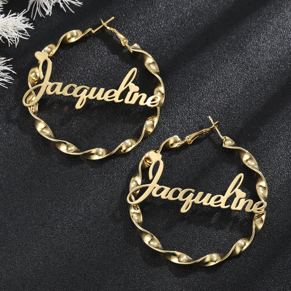 Personalized Twisted Hoop Earrings