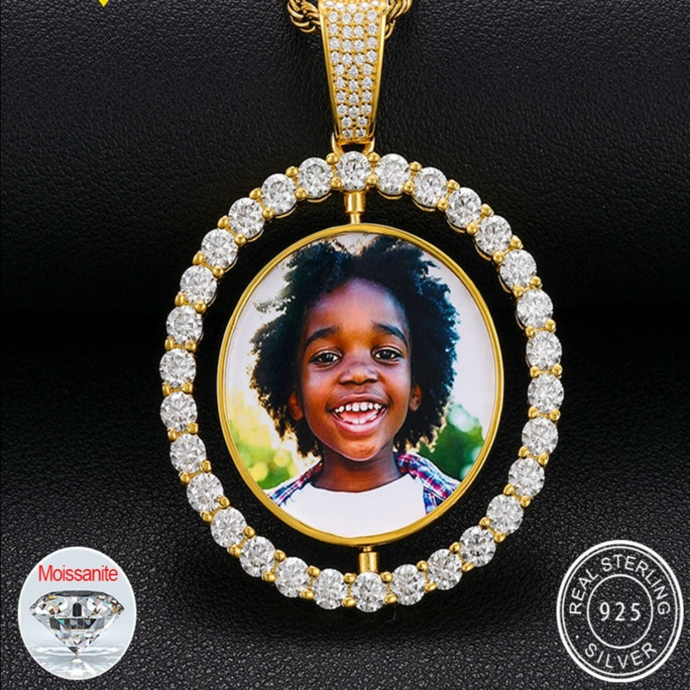 Moissanite Double Sided Picture Pendant