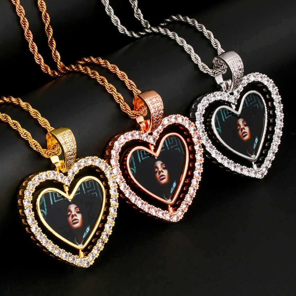 Moissanite Double Sided Picture Pendant