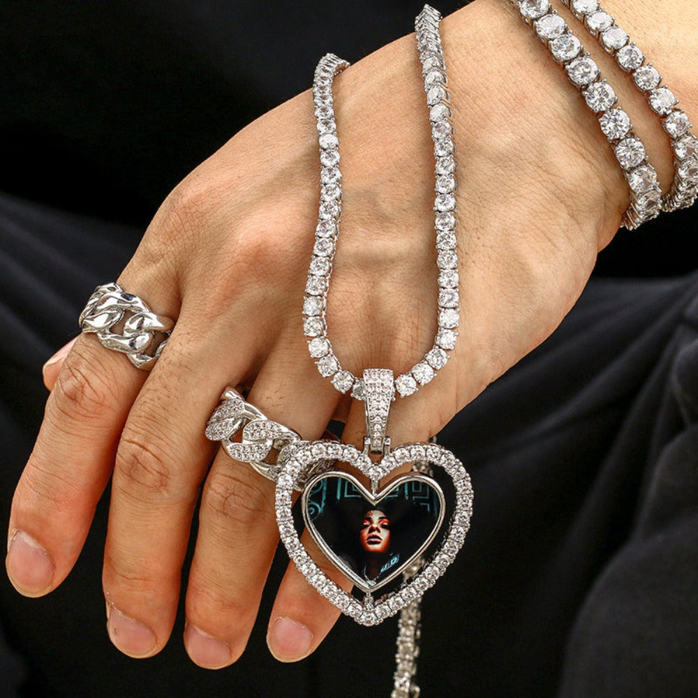 Moissanite Double Sided Picture Pendant