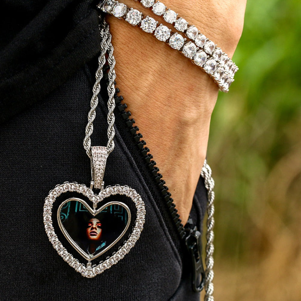 Moissanite Double Sided Picture Pendant