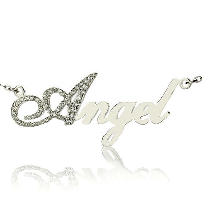 925 Sterling Silver Diamond Capital Letter